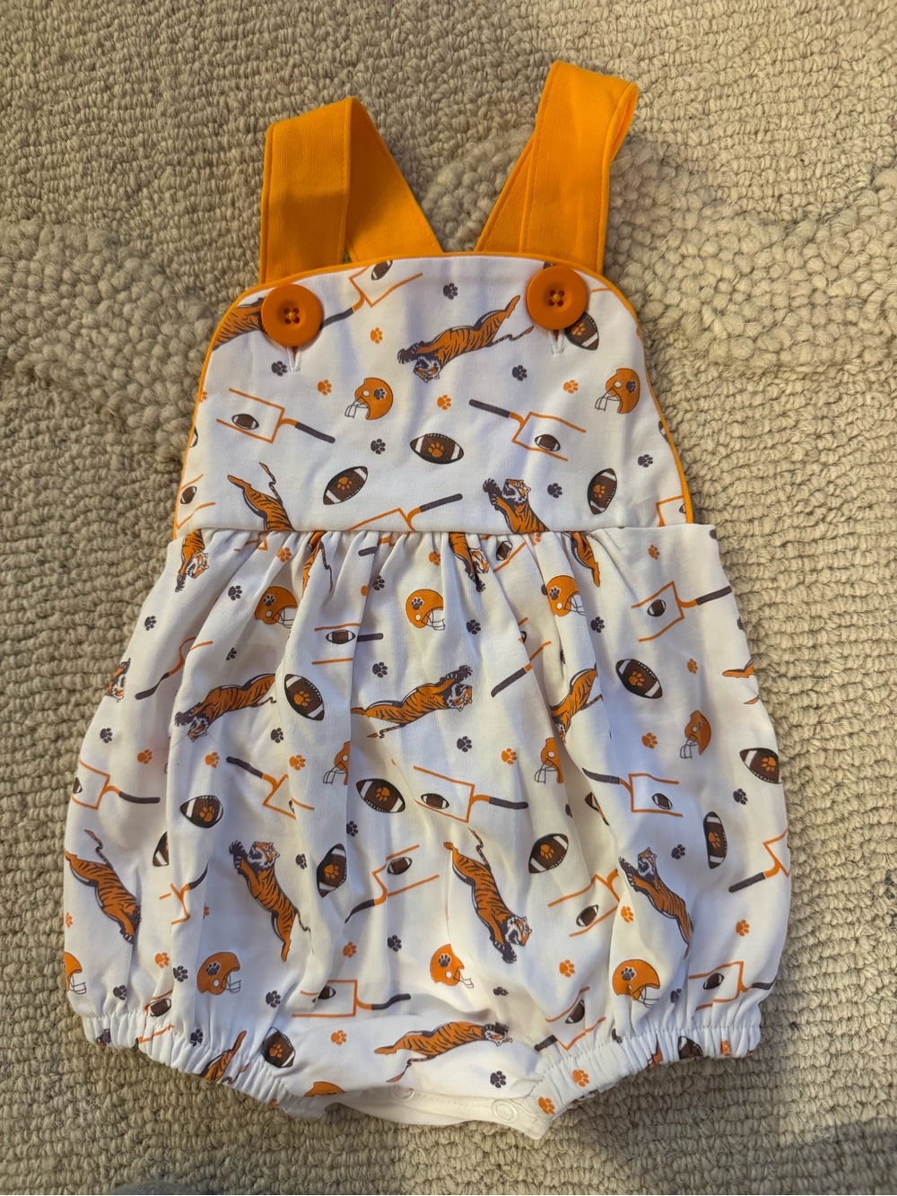 La Luna Baby Clemson Tiger Football Bubble Romper – 12 Months NWT